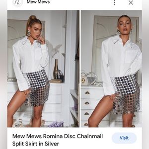NWT Mewmews Romina Disc Chainmail Split Skirt In Silver